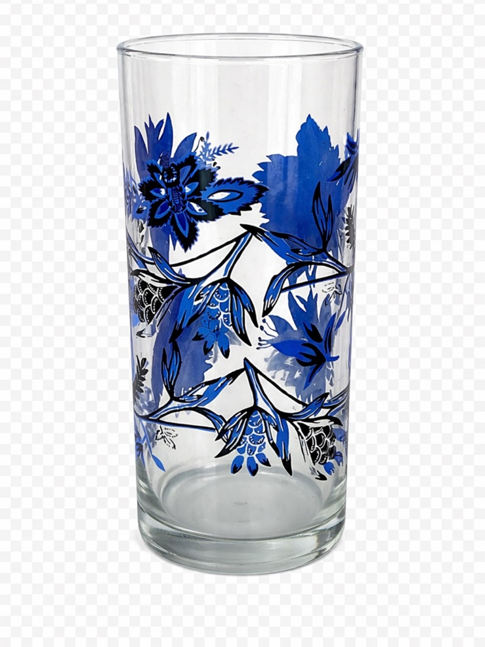 Royal Norfolk Blue Floral Iced Tea Glass 16 oz Vintage 1970s